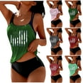 thumbnail image 4 of Moxiu Tankini Swimsuits for Women Tummy Control American Flag Bathing Suit 2 Piece Hide Belly Blouson Patriotic Swimwear with Bottoms 2025 Pink,L, 4 of 4