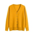 thumbnail image 5 of Itsame Cardigan Sweater Women Loose Button V-Neck Sweaters Long Sleeve Sweatertop Yellow Size 3XL, 5 of 9