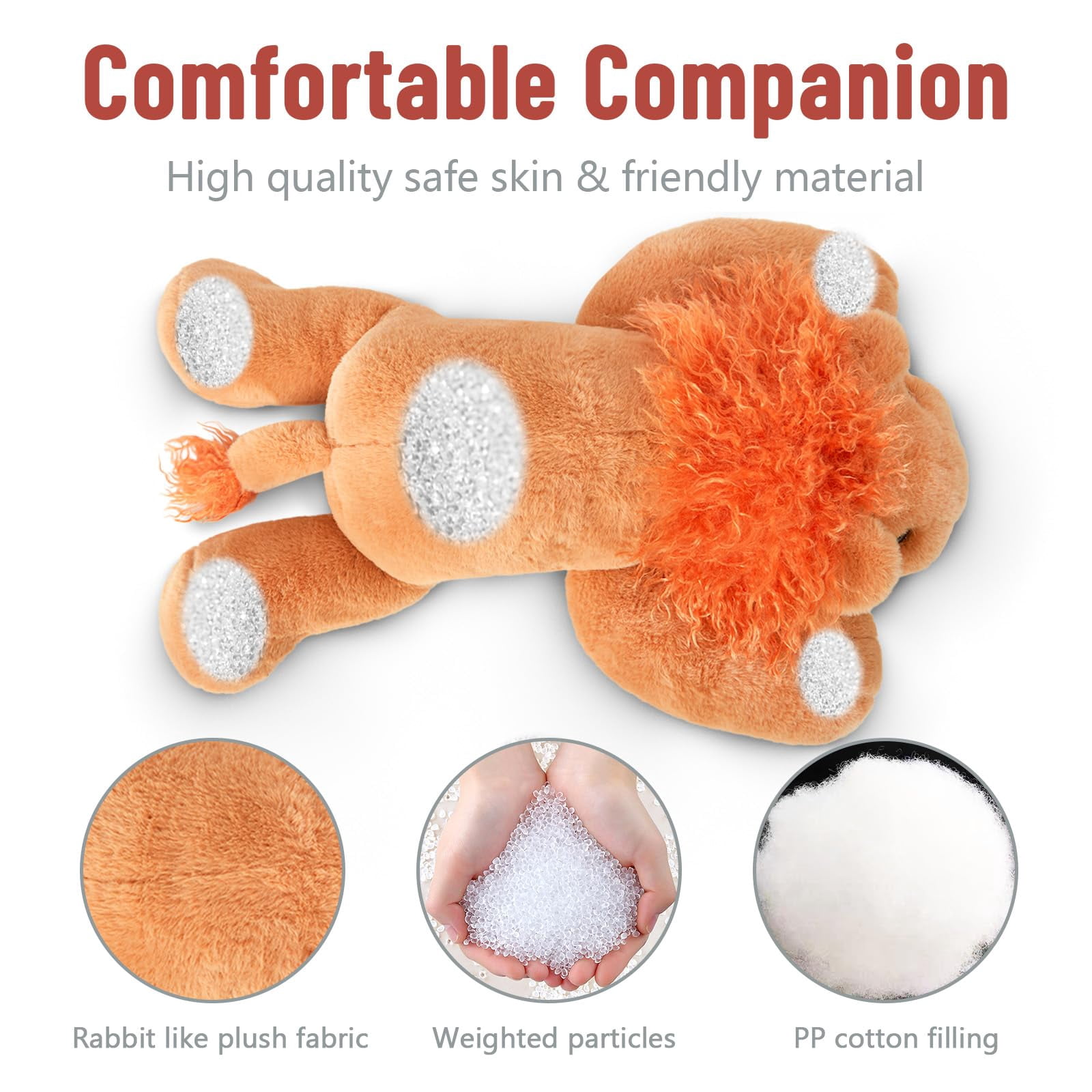 Niuniu Daddy Weighted Lion Stuffed Animals 20"Large Plush Toy,3.3lb Giant Weighted Lion Plush Animals Body Pillow with Soft Faux Fur, Cute Stuffed Animals Birthday Gift for Baby, Kids & Adults