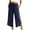 #048-Navy, variant on Favoffer Women's 3/4 Length Capri Pants Elastic Drawstring Waist Side Button Solid Color Casual Trousers Summer Relaxed Bottom for Daily Errands Travel
