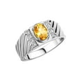 thumbnail image 4 of Rylos Sterling Silver Classic 8X6MM Oval Citrine & Sparkling Diamond Ring - Birthstone Jewelry for Men -Size 13, 4 of 8