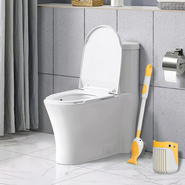 Detachable Suction Cup Toilet Cleaning Brush with Spray Function Durable Ventilated Fish Tail Head Design for Deep Cleaning