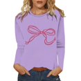 thumbnail image 2 of Womens Tops Women's Cute Bow Pattern Long Sleeve Top Spring Bow Print Shirts for Women, 2 of 4