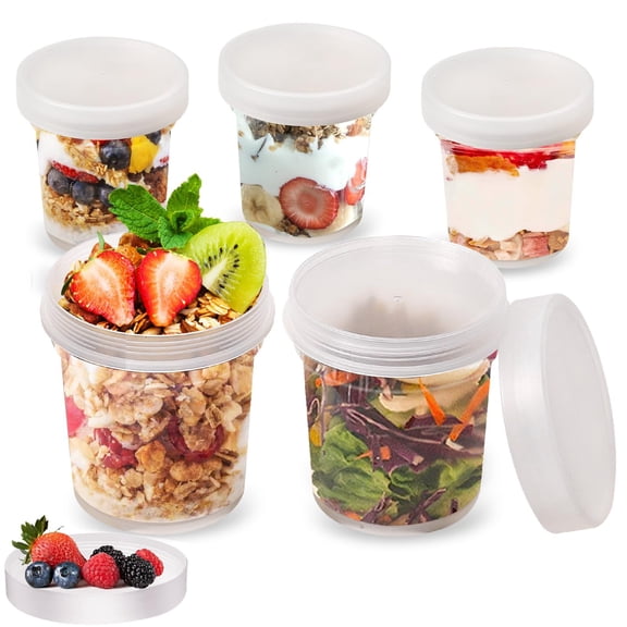 Fmxomd 5 Pack Small Plastic Dessert Bowls, 5.4 Oz Custard Cup Clear Pudding Cup, Tasting Prep Bowls for Parfait, Ice Cream, Party Birthday
