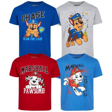 

Nickelodeon Kids’ Paw Patrol T-Shirt – 4 Pack Chase Marshall Everest Sky Graphic Tee for Boys and Girls (Size: 2T-7)