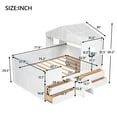 thumbnail image 5 of White Low Loft Bed Full Size, Solid Wood House Bed Frame with 4 Drawers, Roof and Guardrails, for Kids/Teens Bedroom, No Box Spring Needed, L0121, 5 of 10