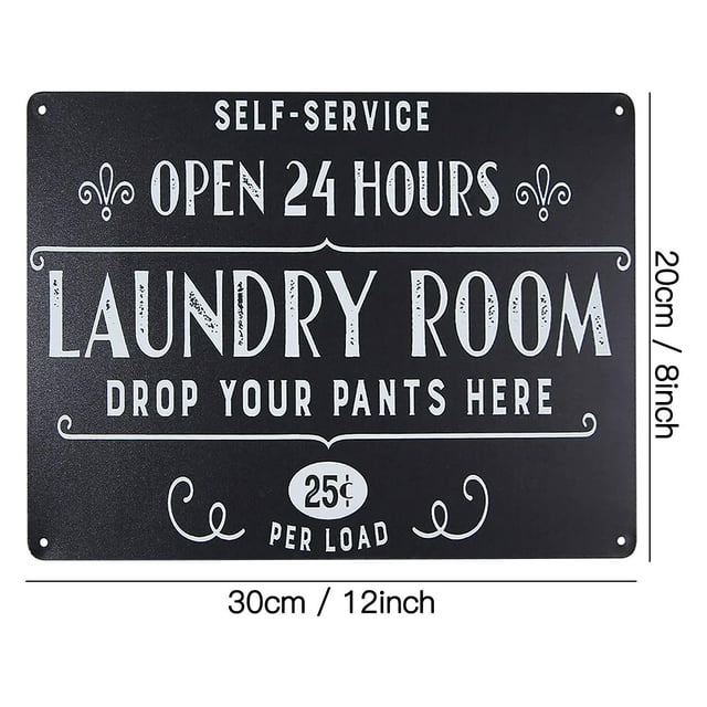Rvkxad Laundry Room Metal Sign, Vintage Wall Decor with Open 24 Hours Message, Laundry Decor, Home Signage