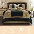 thumbnail image 3 of Lanco Black and Gold Comforter Set King Size , 7 Piece Jacquard Soft Bedding Set , All Season, 3 of 7