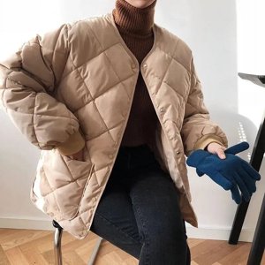 Cotton-Padded Jacket Coat Women In Winter Parkas Down Jackets Collarless Loose Outerwear Female Top Tide