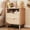 Natural Oak, variant on Rattan Nightstand, Night Stand with Wireless Charging, Mid Century Modern Bedside Table with Drawer & Open Shelf, Curved Profile Design, End Side Table with Storage for Bedroom, Living Room, Walnut