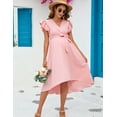 thumbnail image 6 of Yesfashion Women's Maternity Smocked Fly Sleeve Summer Dress V Neck Boho Ruffle Casual Swing Midi Dress Baby Shower Photoshoot, 6 of 8