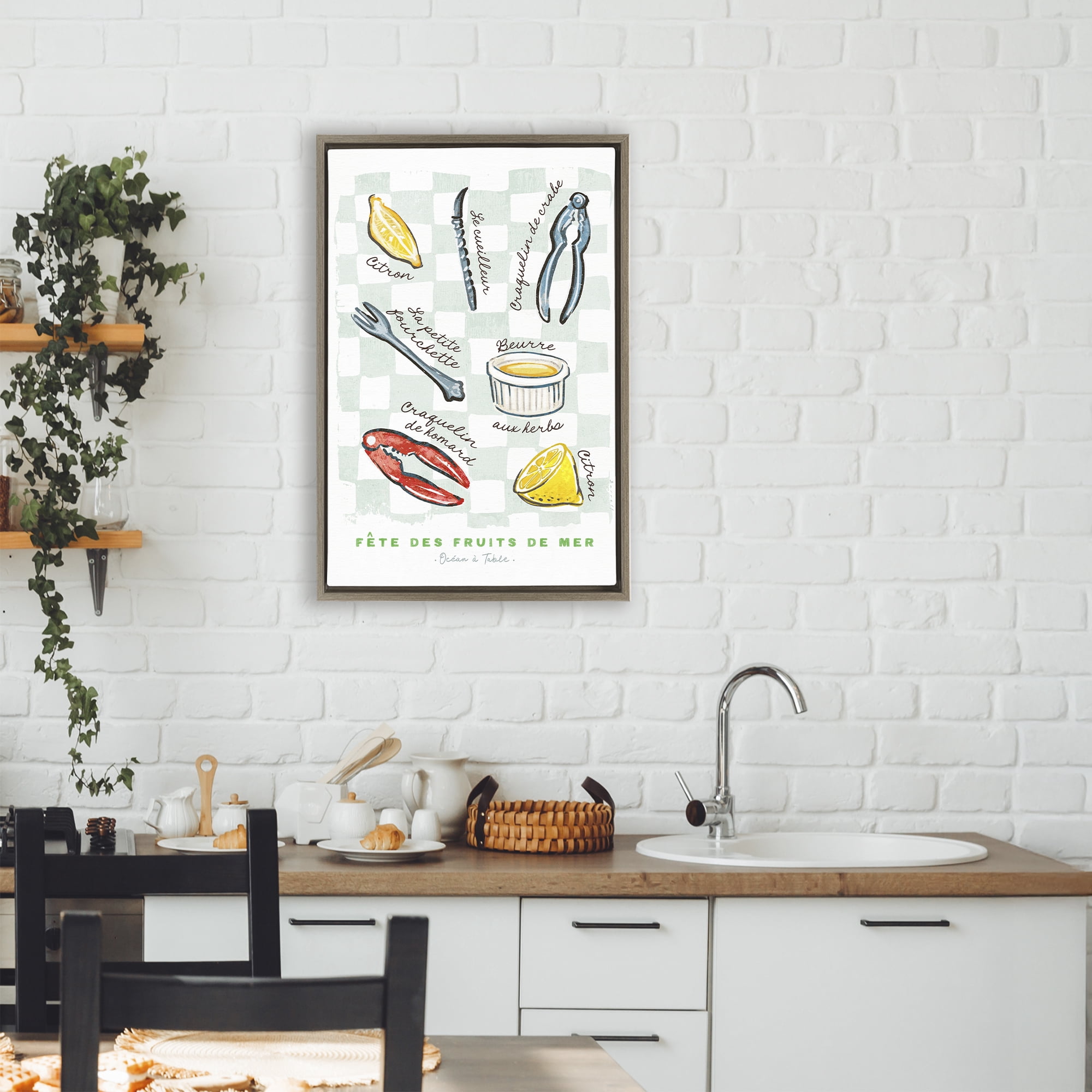 Stupell Industries Modern French Bistro Brown Framed Floater Canvas Wall Art, design by Chad Barrett