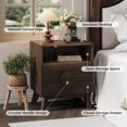 thumbnail image 2 of Fluted Nightstand with Charging Station - 19.6" Wide Modern Bedside Table with 2 Drawers, Wood End Table for Bedroom, 2 of 6