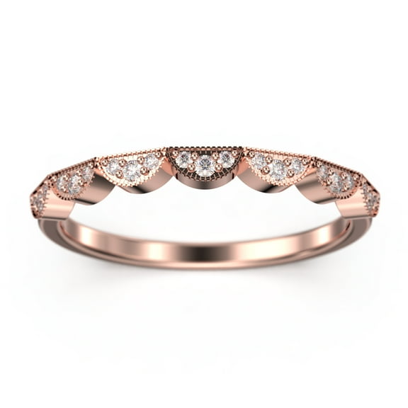 0.21ct Round Diamond Moissanite Half Moon Styled Wedding Band 18K Rose Gold Over Silver