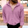 thumbnail image 2 of Asxite Men Plus Size Summer Tops Collared Long Sleeve Breathable Crinkle Texture Solid Button Down Shirts, 2 of 7