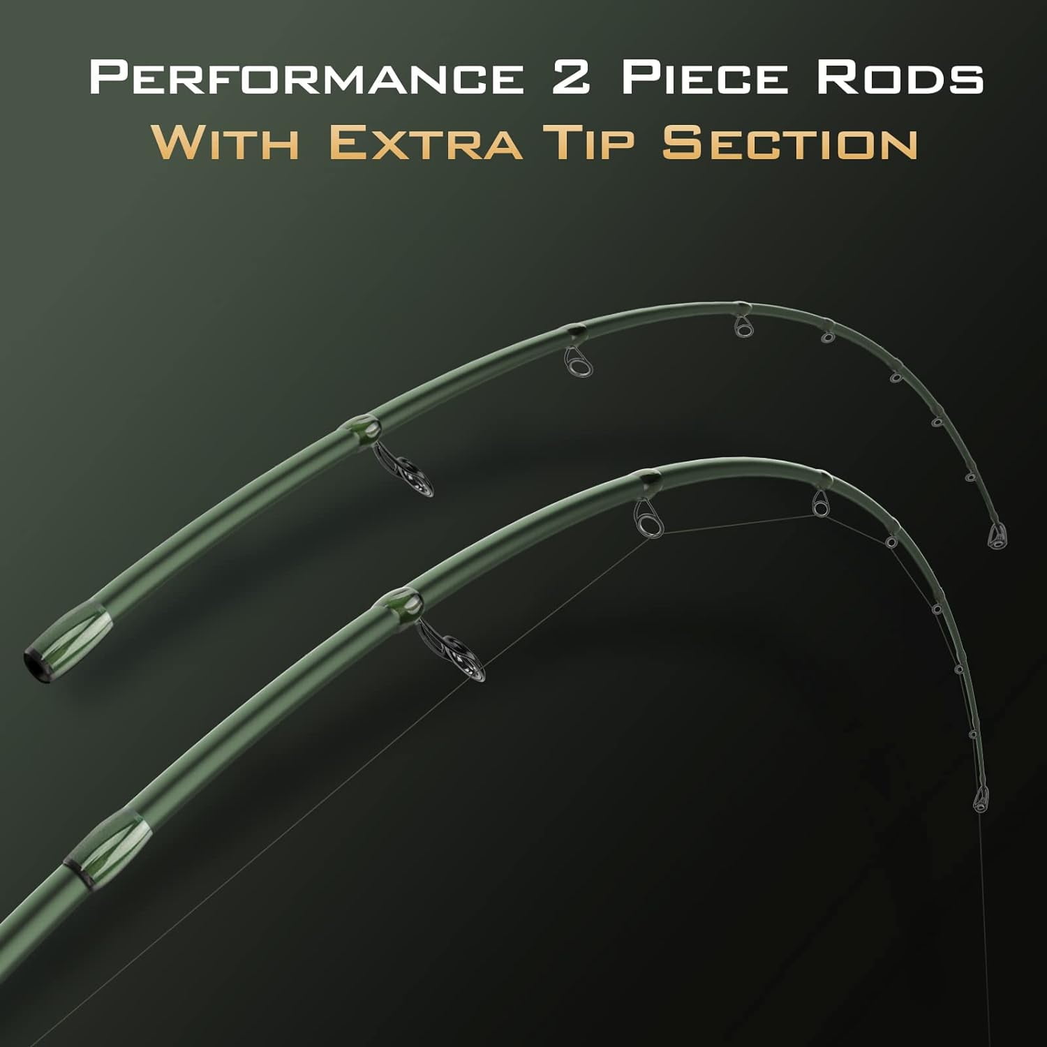 KastKing Fishing Rods - IM6 Graphite Blanks Casting & Spinning Rods, 2-Piece Rods with Extra Tip Section- Spartacus II
