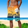 thumbnail image 2 of XINPING Men Plus Size Beach Shirt Casual Palm Tree Print Quick-Dry Patriotic Swimming Trunks with Pockets Stretch Fabric Mens Summer Clothes, 2 of 5