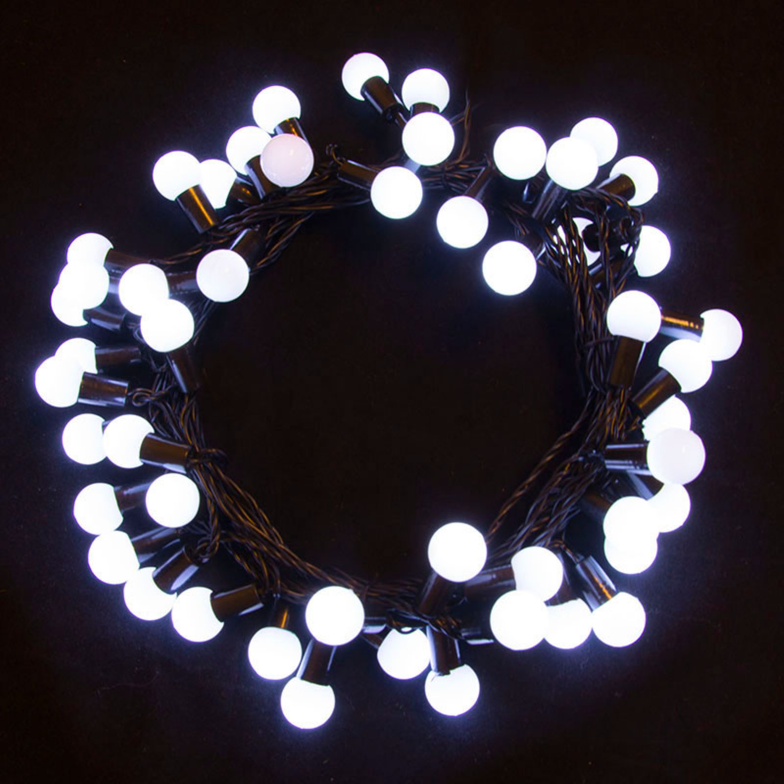 2EL75LEDBWH Electric Powered 75 LED White Ball Extendable String Light Christmas Holiday Light