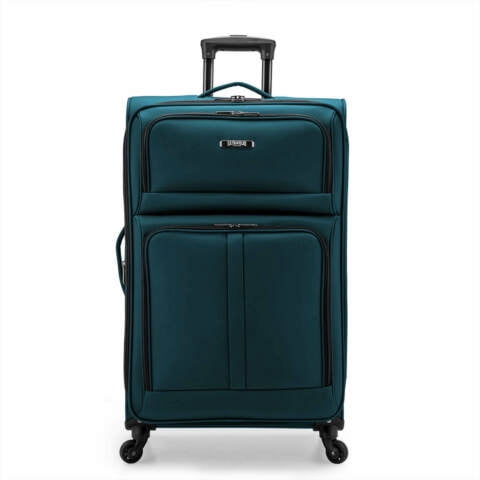 U.S. Traveler Anzio Softside Expandable Spinner Luggage, Teal, 30" Checked Large