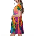 thumbnail image 2 of Disketp Colorful Parrot Jungle Dream A para Vestido de Manga Corta para Mujeres, Vestidos de Verano para Mujeres, Casual y Holgado para la Playa, 2 of 6