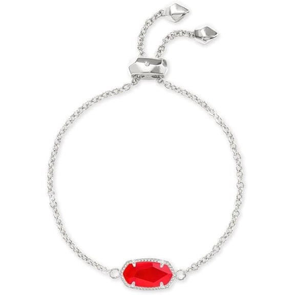 Kendra Scott Elaina Silver Adjustable Chain Bracelet in Red Illusion