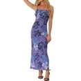 thumbnail image 2 of INSPIRE CHIC Boho Floral Print Dresses for Women's Sleeveless Spaghetti Strap Maxi Dress Purple Blue M, 2 of 5
