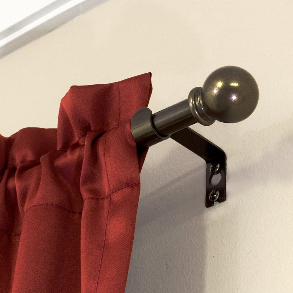 Mainstays 5/8" Bronze Ball Single Curtain Rod Set Bronze, 28-48"