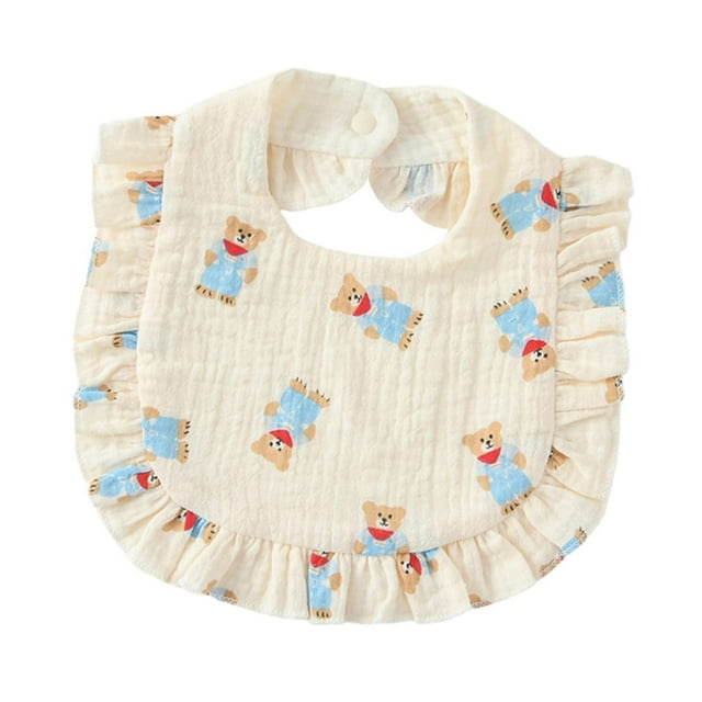 Babero para bebé Baoblaze con volantes diseño transpirable 23 cm x 29 cm Oso azul