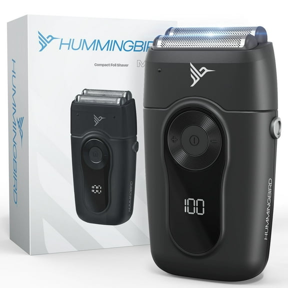 HUMMINGBIRD MK2 Compact Foil Shaver No Nick, No Cut, No Razor Burn Face Shaver for Men, Portable USB C Rechargeable, Dual Foil Flex Head Electric Razor, LED Display, Travel Head & Facial Groomer