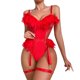 thumbnail image 1 of Gibobby Conjunto Lencería Tanga Y Bralette Mujeres Sexy Malla de Encaje Floral Bordado Liga ligada Lencería Ropa Interior Conjuntos de lencería Sexy(Rojo, CH), 1 of 5