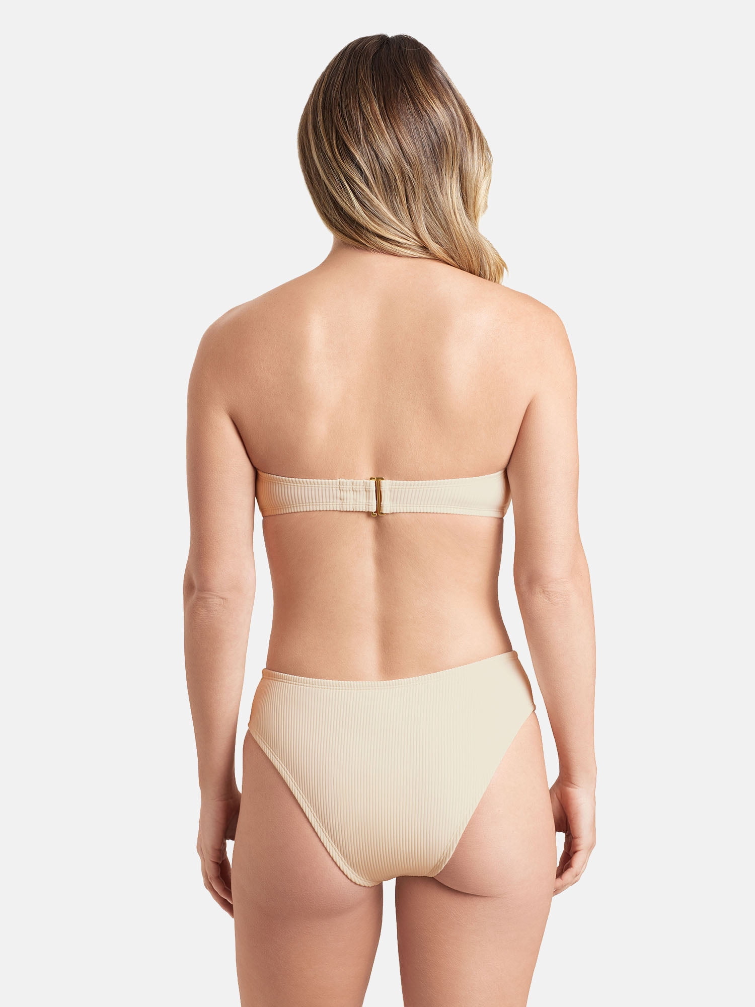 Sofia by Sofia Vergara Women's and Women's Plus RIB U-Ring Front Bandeau Bikini Tops