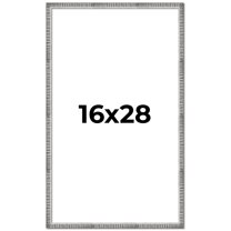 16x28 Frame Silver Grey Distressed Solid Wood Picture Frame | 0.75 Inch Moulding Width | Interior