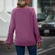 thumbnail image 4 of Mujer Escote en Pico Encaje Camisa de Manga Larga Suelta Casual Moda Agradable para la Piel Transpirable Escote en Pico Color Sólido Manga Larga Top Morado Rojo XXL, 4 of 7