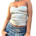 thumbnail image 5 of Women Sparkly Metallic Strapless Sweetheart Neck Skinny Crop Tube Top Nightclub Backless Sleeveless Bandeau Vests Shirt, 5 of 9