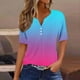 thumbnail image 2 of Camisetas Casuales de Mujer con Cuello en V Camiseta de Color Sólido, Manga Corta Casual Top para el Uso Diario, 2 of 5