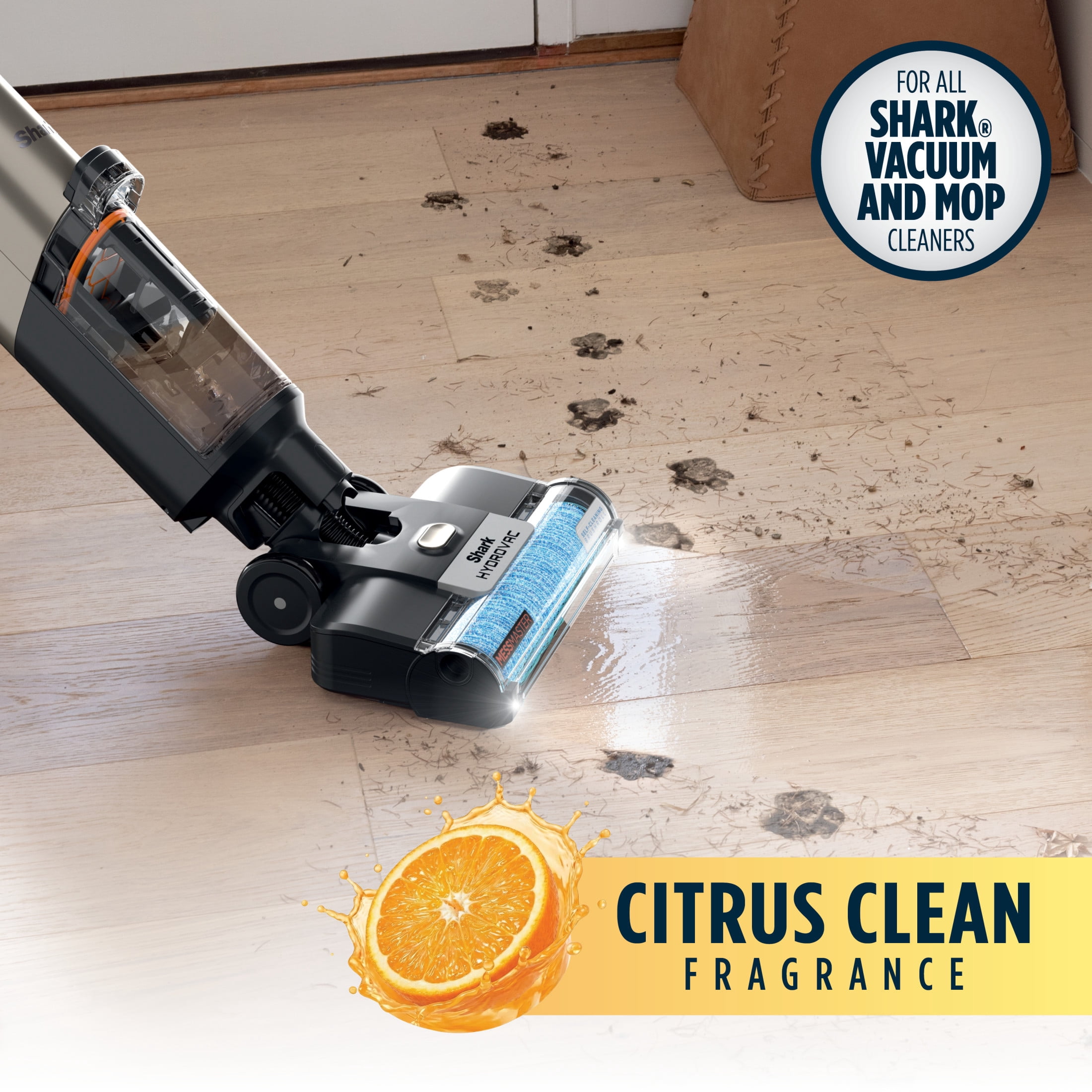 Shark Hydro Hard Wood 33 Oz Concentrate, For Use in All Shark Vacuum and Mop Cleaners, Formulated for Sealed Hard Floors and Area Rugs, Citrus Clean, WDCW30