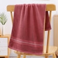 thumbnail image 1 of Zhuge Toallas de baño de fibra de bambú, 1 pieza, 34 x 74 cm, ideales para el día a día, ligeras, ideales para el baño y el tocador (color vino tinto)., 1 of 5