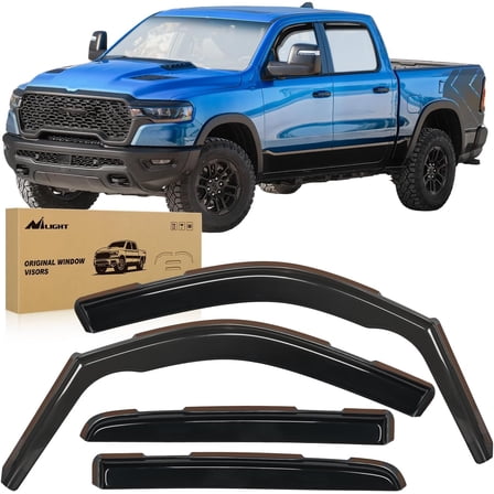 Nilight in Channel Rain Guards for Dodge RAM 1500 2019 2020 2021 2022 2023 2024 Crew Cab Original Window Deflectors, Vent Window Visors-4PCS
