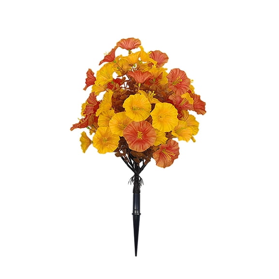 Dvumao Fall Artificial Flowers With Ground Stake Orange Yellow Fake Silk Flower Picks Outdoor Garden Cemetery Grave Memorial Floral Decor