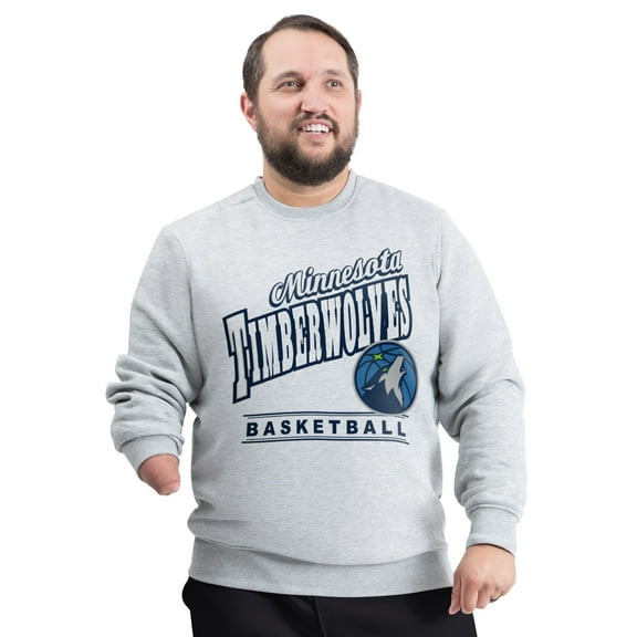 Men's G-III Sports by Carl Banks Gray Minnesota Timberwolves Adaptive Headliner Fleece Crewneck Sweatshirt