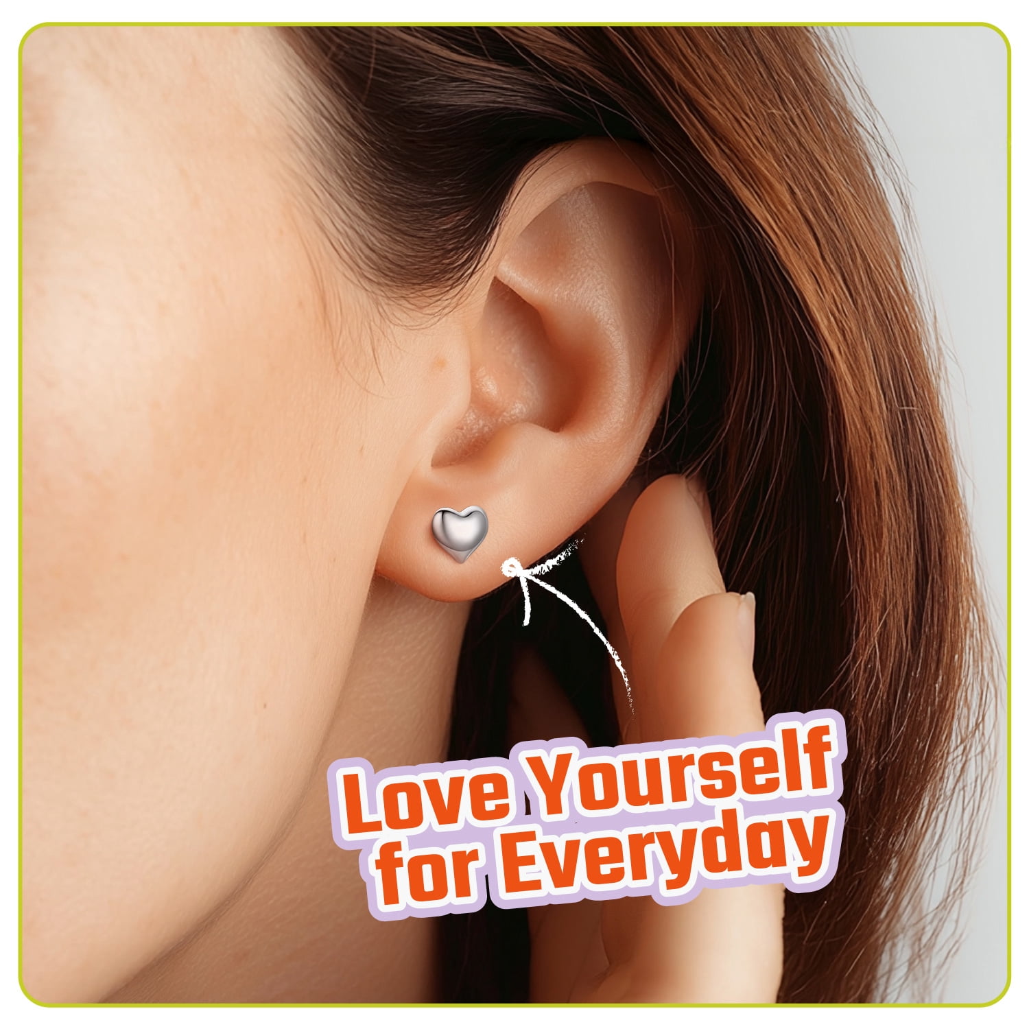 Just Being Cute Real Sterling Silver Heart Earrings for Women, Silver Heart Stud Earrings Birthday Graduation Mothers Day Jewelry Gifts for Mom/Wife/Her, 7mm