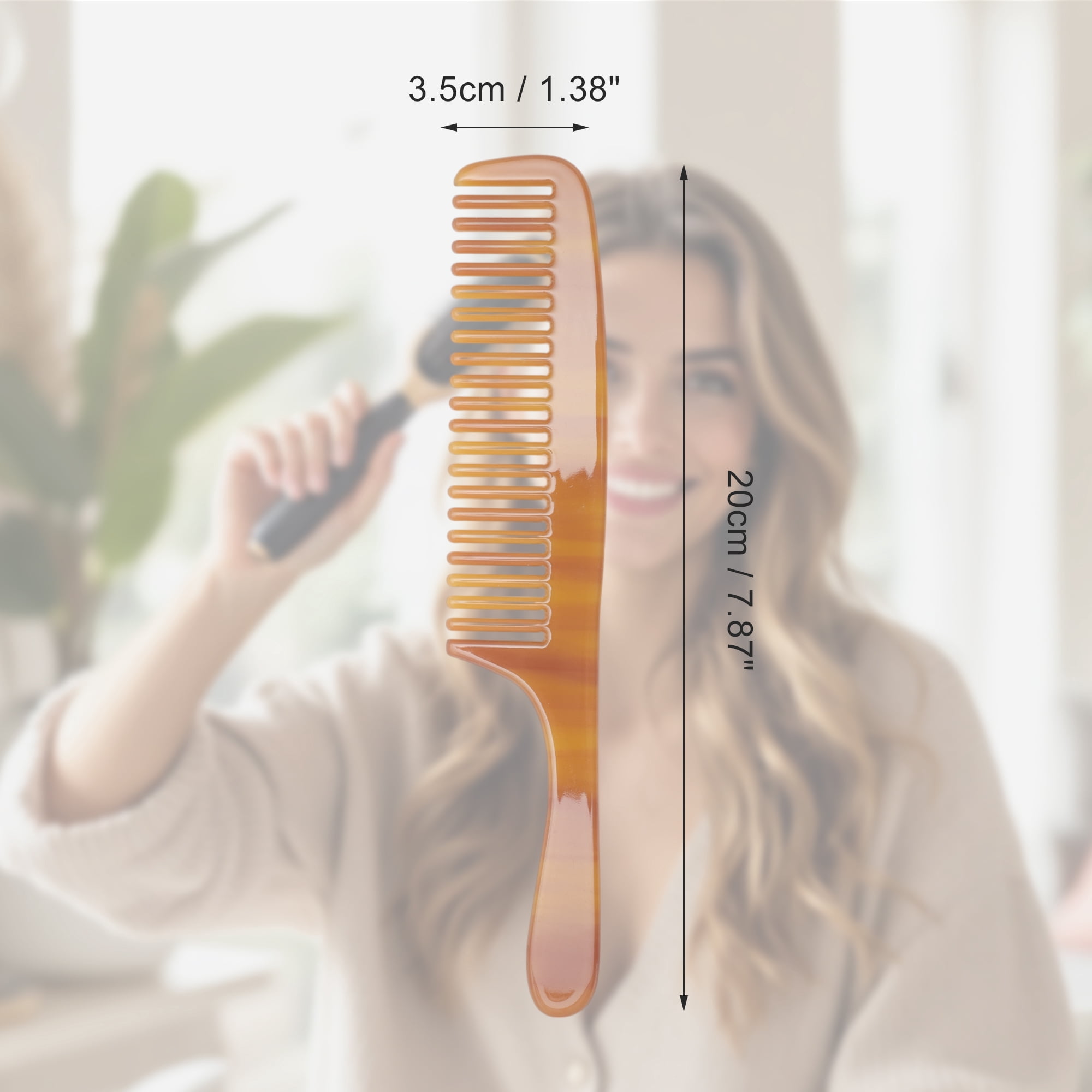 Unique Bargains 1 Pc Durable Portable Long Handle Hair Comb for Women Men Coffee Color