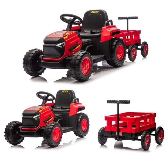 Senfot 12V Electric Ride-On Tractor with Detachable Garden Cart and Remote Control - 8-Wheel Battery-Powered Vehicle