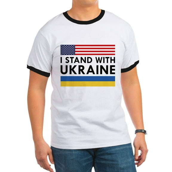 CafePress - I Stand With Ukraine Ringer T - 100% Cotton Ringed T-Shirt