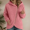thumbnail image 2 of DHFJKG Womens Fuzzy Zip Up Asymmetrical Hoodie Jacket Irregular Hem Solid Color Long Sleeve Casual Hooded Coat For Fall Winter Cozy Outerwear, 2 of 5