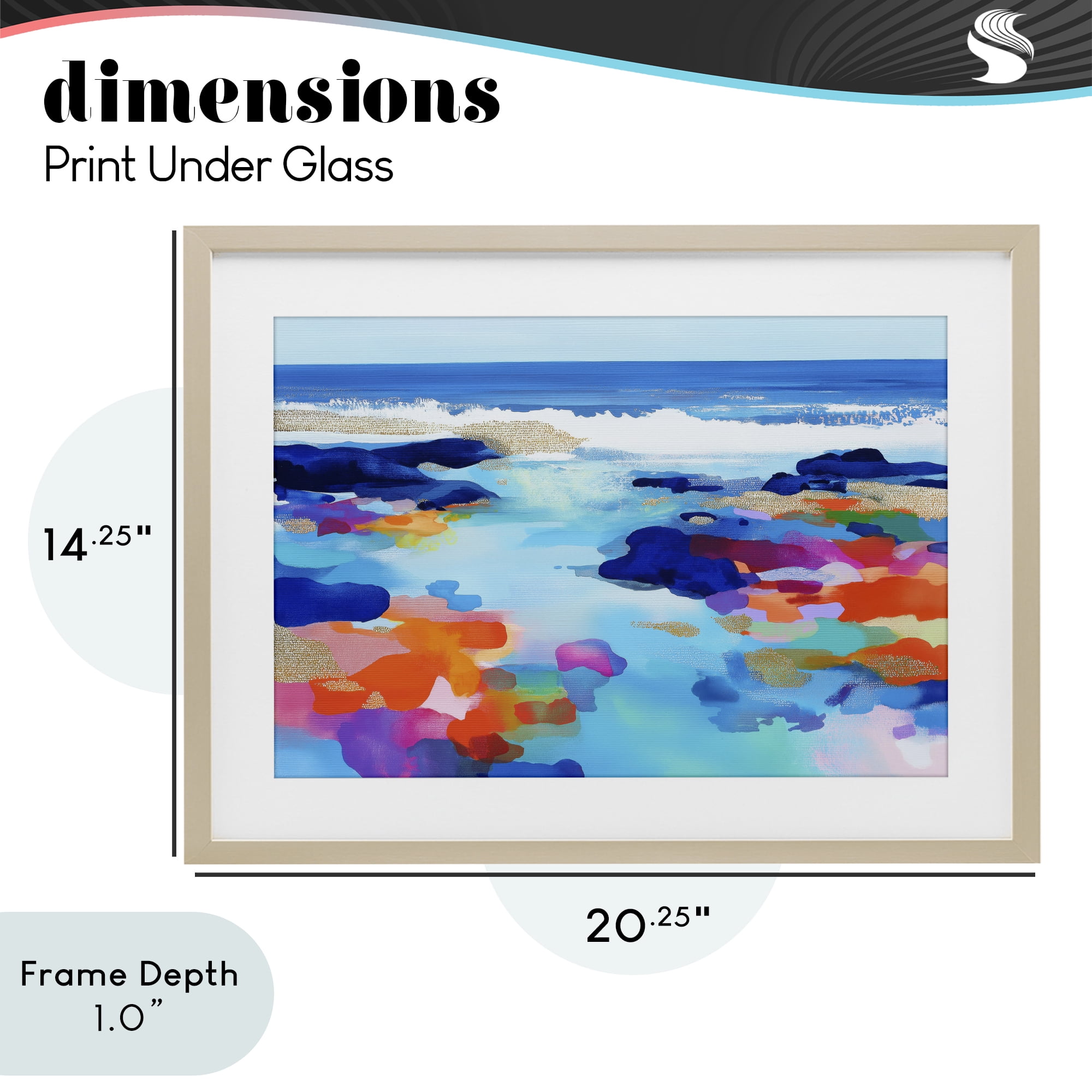 Stupell Industries Coastal Pools Overlay Abstraction Birch Framed Print Under Glass, design by Chromatic Storm Studio