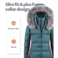 thumbnail image 2 of Chrisuno Women's Thick Winter Bubble Coat Slim Fit With Hood Parka Puffer Jacket Acid Blue XL, 2 of 5