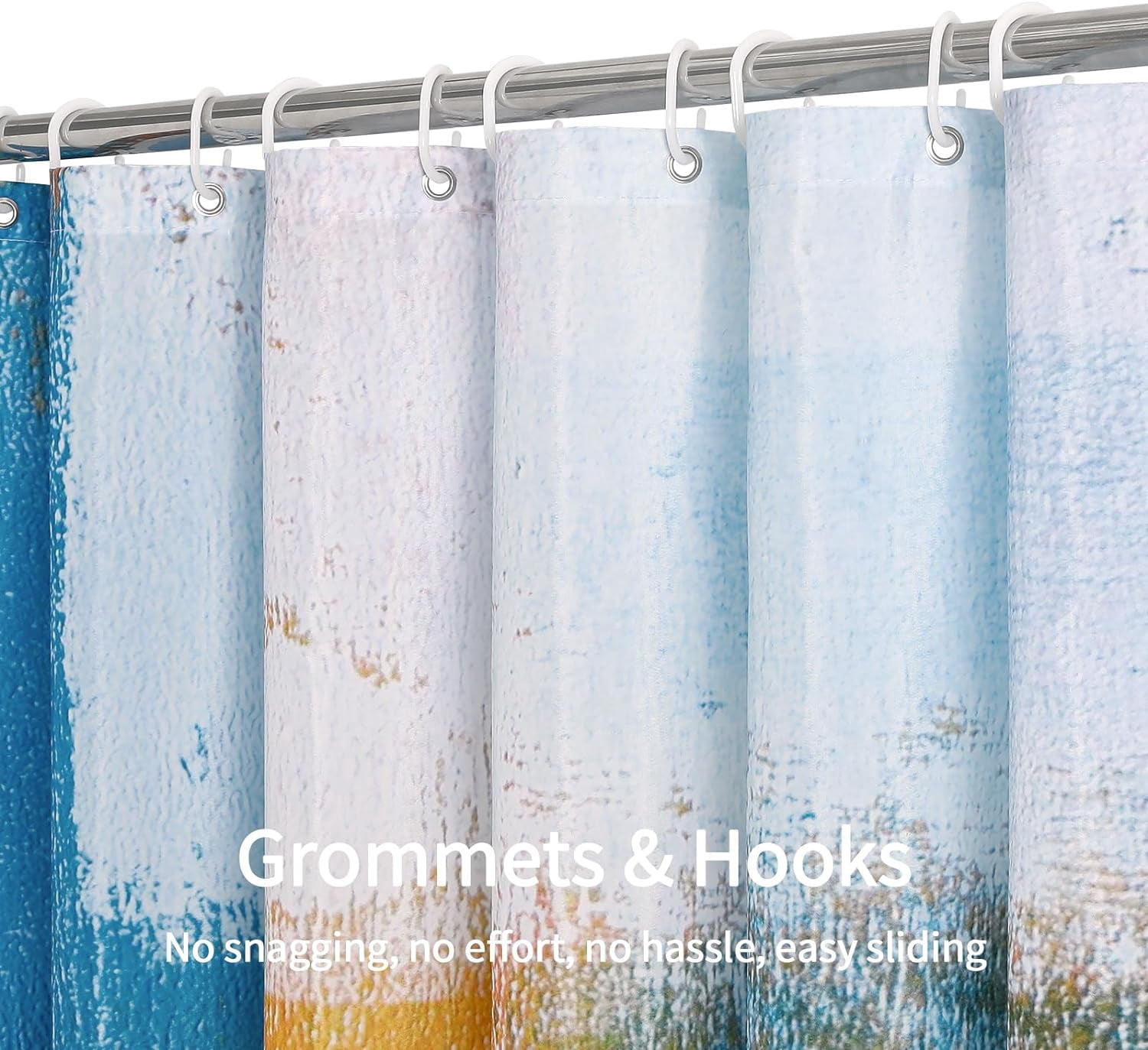 Small Stall Shower Curtain 36 x 72, Abstract Ombre Narrow Half Size Chic Shower Curtains for Modern Chic Bathroom Decor, Paint Brush Graffiti Design, Blue and Orange