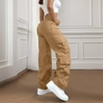 thumbnail image 6 of YDFCWXW Women's High Waisted Cargo Pants Travel Y2K Streetwear Baggy Stretchy Pants with Pockets Fall Outfits Fashion (Khaki, XXL), 6 of 6