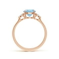thumbnail image 2 of ANGARA Natural Round 1.12 ct Aquamarine and Diamond Three Stone Engagement Ring in 14K Rose Gold for Women (Size-7mm) | March Birthstone, Anniversary, Jewelry Gift for Women | Natural Aquamarine Ring, 2 of 10